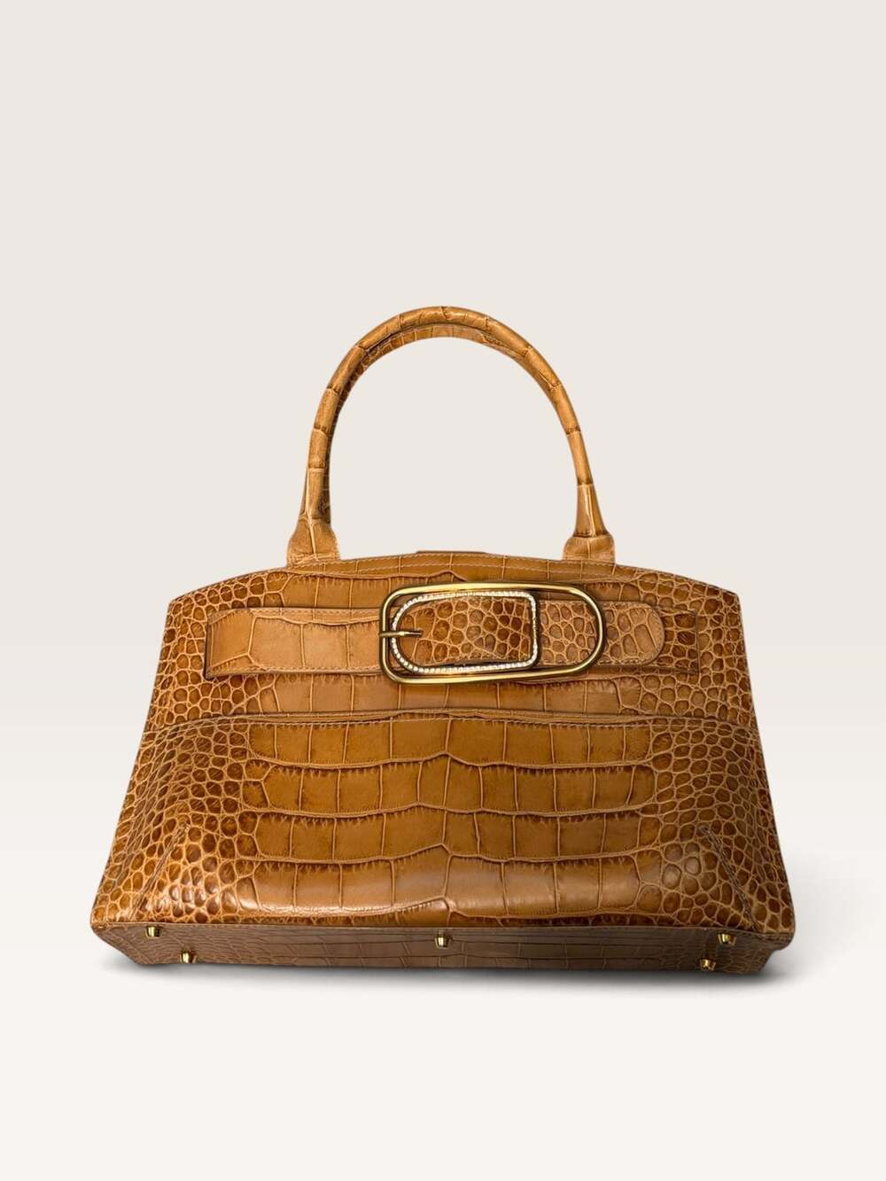 Vintage Furla Croc Embossed Leather Top Handle Bag